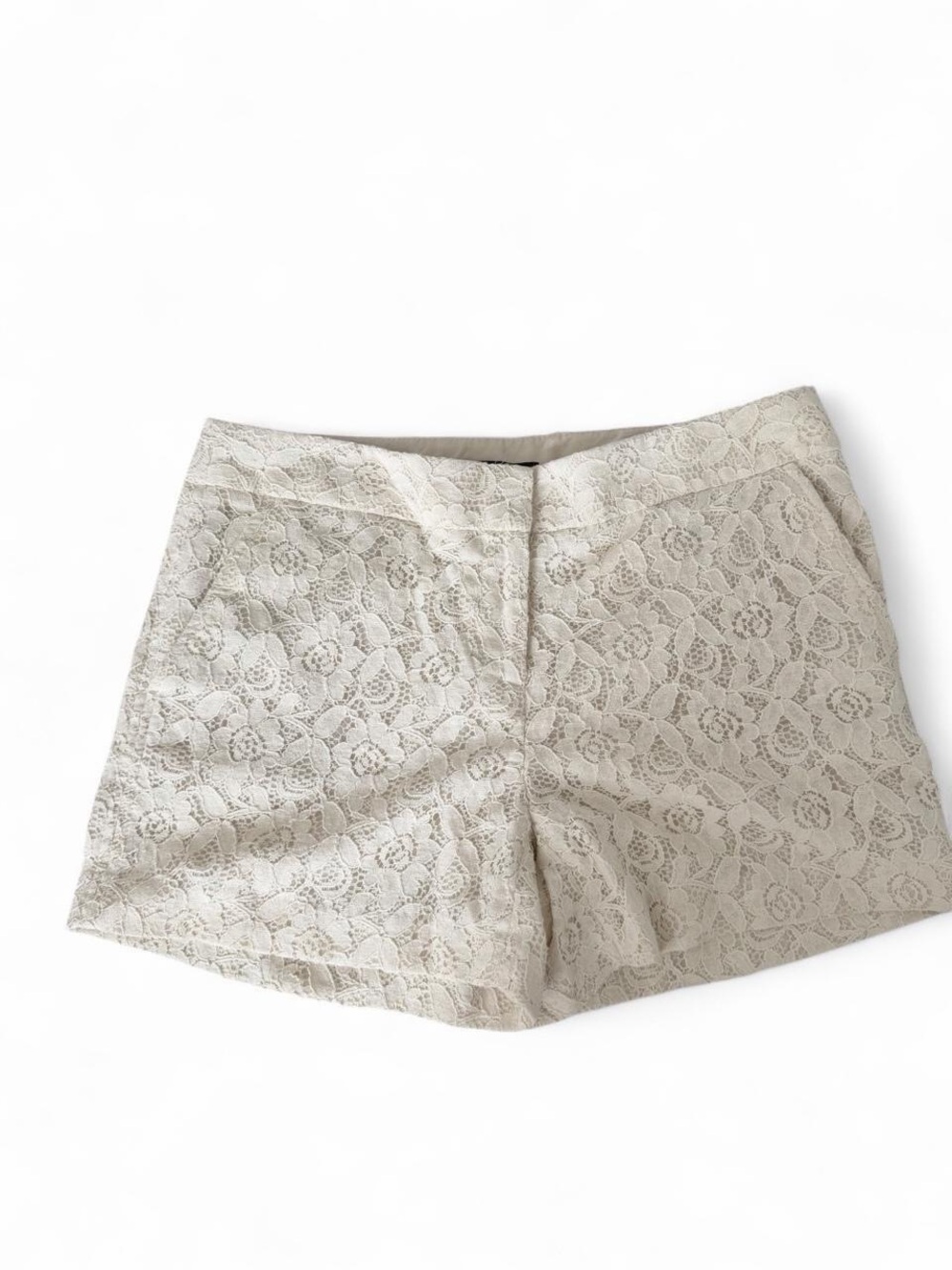 Dalia Collection Cream Lace High-Waist Shorts